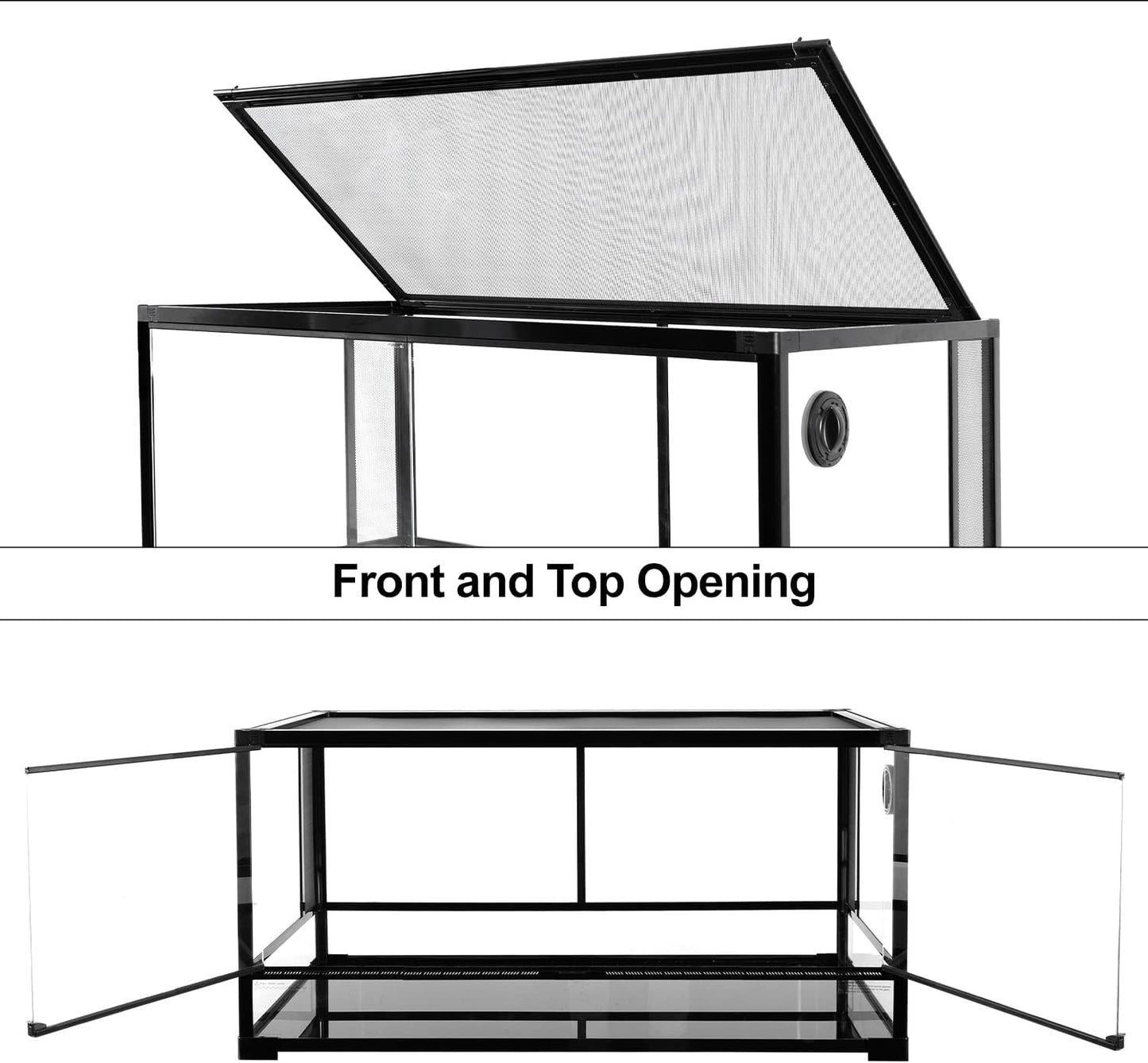 OIIBO Glass Reptile Terrarium, 40"x20"x20" Bearded Dragon Tank with One-Hand Opening Front Hinge Doors, Top and Front Ventilation, Reptile Habitat for Bearded Dragon Ball Python Snake Gecko Knock-Down