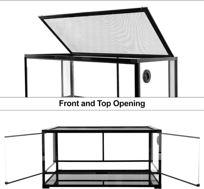 OIIBO Glass Reptile Terrarium, 40"x20"x20" Bearded Dragon Tank with One-Hand Opening Front Hinge Doors, Top and Front Ventilation, Reptile Habitat for Bearded Dragon Ball Python Snake Gecko Knock-Down