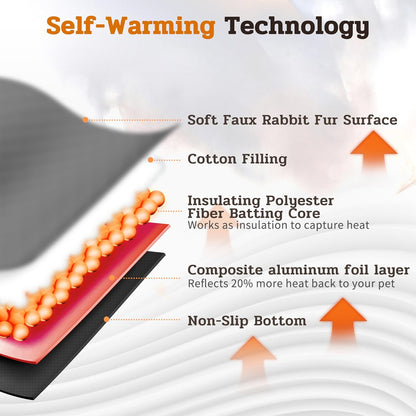 NWK Pack of 4 Fluffy Self Warming Cat Mat, Cat Blanket, Thermal Dog Mat, Washable, Non-Slip Bottom for Sofa & Crate & Kennel & Car Seat (Misty Gray, Medium (27'' X 18.5'' X 0.7''))