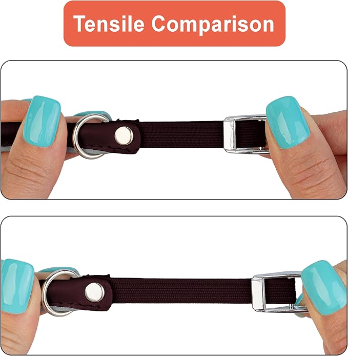 OOPSDOGGY Rolled Leather Cat Collar with Bell, Reflective Kitten Collars with Buckle Include Safety Elastic Strap - Adjustable Small Pet Collars for Boy Girl Cats (Burgundy)