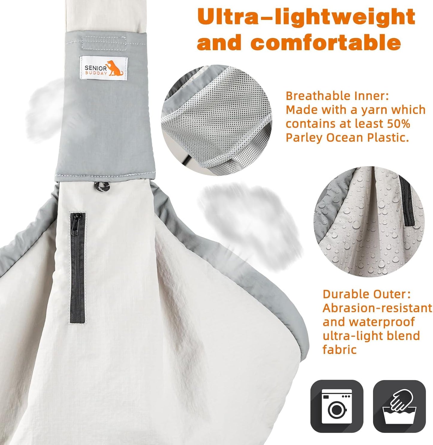 Dog Carrier Sling,Dog Carriers for Small Dogs & Cats Up to 20lbs,Puppy Carrying Backpack Pet Purse with Pockets,Adjustable Shoulder Strap,Hands Free for Travel (Grey)