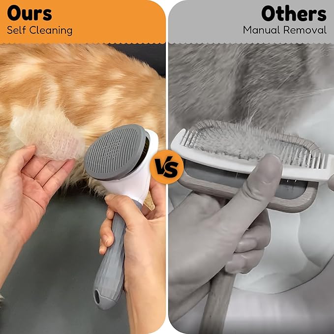 Self Cleaning Cat Brush Dog Hair Brush for Shedding, Self Cleaning Pet Grooming Brush, Skin Friendly Grooming Tool, Pet Hair Removal Comb Suitable for Dog Cat and Rabbit