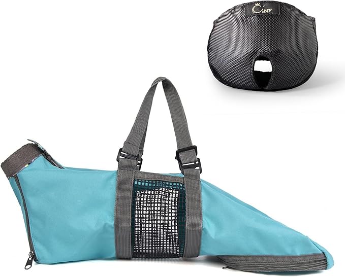 Cinf Cat Nail Clipping Cleaning Grooming Restraint Bag （Free Muzzle） No Scratching Biting for Bathing Nail Trimming Injecting Examining (Blue,M)