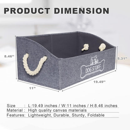 Large Dog Toy Box - Trapezoid Dog Toy Bin with Handles, Collapsible Pet Supplies Storage Basket, Perfect for Organizing Dog Cat Toys and Accessories