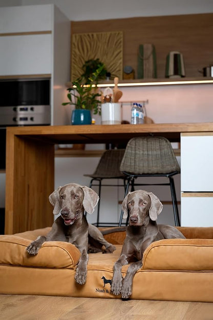 NOAH & PAW Giant Dog Bed XXL, 55x45x11 Inch, Orthopedic Dog Beds, Eggshell Memory Foam Infused with Cooling Gel, Inner Cover, Waterproof, Machine Washable (Faux Leather Sofa Collection)