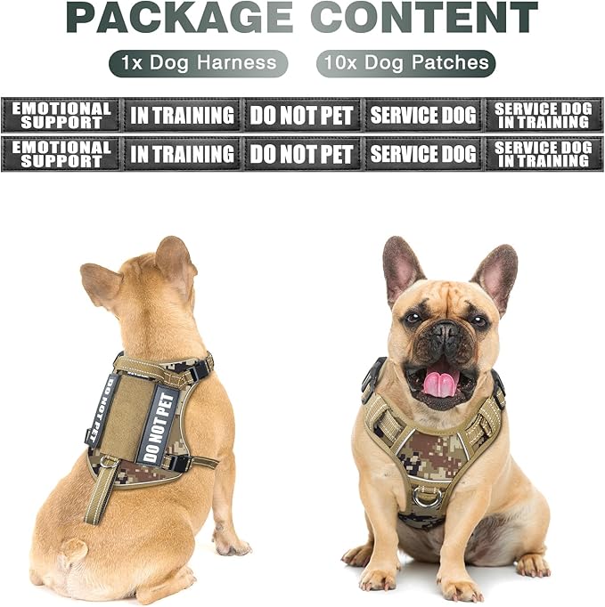 WINSEE Tactical Dog Harness, No Pull Dog Harness for Medium Large Dogs with Handle & Molle, Military Service Dog Vest Harness in Training Pet Harness for Small Dogs