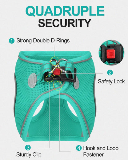 Joytale Small Dog Harness, Breathable Mesh Step-in Vest, Reflective Soft Padded Harnesses for Cats, Puppies and Extra Small Dogs, Teal, XXS