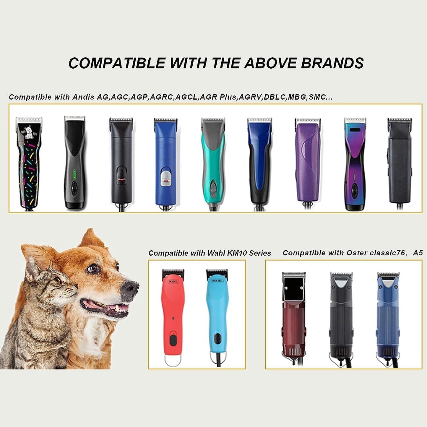 40W Dog Grooming Clipper Replacement Blades, Compatible with Ainds, Oster A5, Wahl Km10 and Other Series Clippers, Blade Size-40W Cut Length 1/100"(0.25mm)