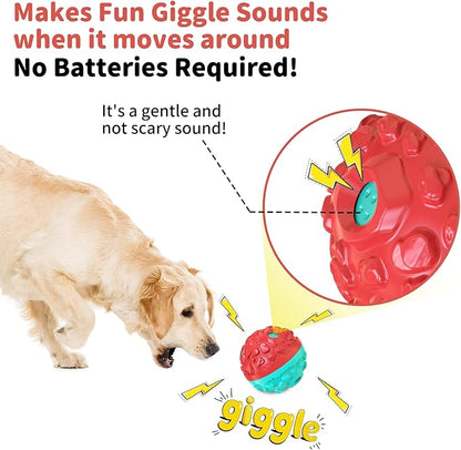 Dog Ball for Aggressive Chewers - Interactive Dog Toy Balls Fun Squeaky Sound to Keep Them Busy, Durable for Small Medium Large Breeds, Rubber Pet Chew Toys, As Seen on TV, Blue & Red