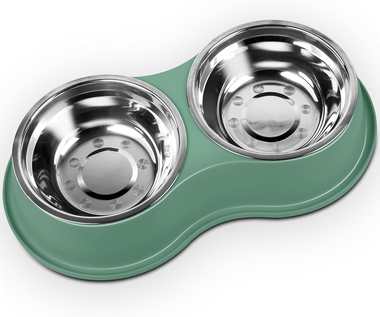 Dog Bowls Large Double Dog Water and Food Bowls Stainless Steel Bowls with Non-Slip Resin Station, Pet Feeder Bowls Food Dish for Small Medium Large Dogs Cats