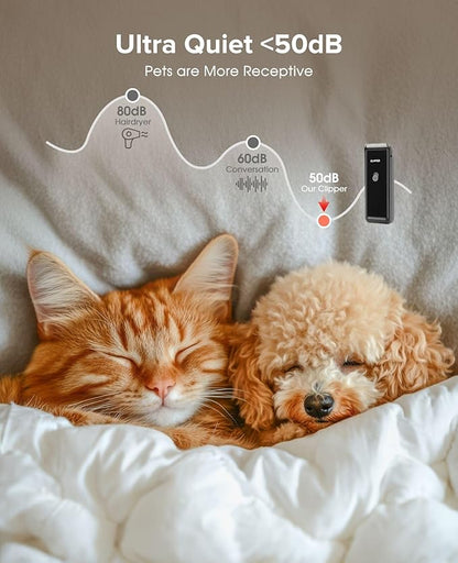 Dog Clipper for Matted & Long Hair,Quiet Pet Paw Hair Trimming Groomer,Handy Cordless Rechargeable Waterproof Shaver Kits for Cats,Small Dogs & Animals Black