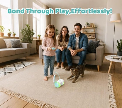 Remote Control Cat Toy with Auto Mode - Interactive Cat Toy Feather for Indoor, Moving Cats Catnip Toys & LED to Keep Bored Cats Active & Entertained