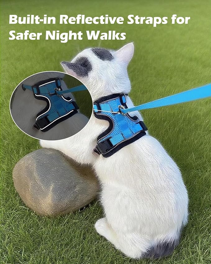 Luxelle 2 Pack Escape-Proof Cat Harness and Leash Set for Walking – Adjustable No Pull Soft Vest with Easy-Wear Buckle, Reflective Straps, Breathable Mesh – Outdoor Travel Harness for Cats & Kittens