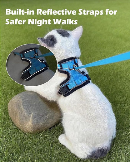 Luxelle 2 Pack Escape-Proof Cat Harness and Leash Set for Walking – Adjustable No Pull Soft Vest with Easy-Wear Buckle, Reflective Straps, Breathable Mesh – Outdoor Travel Harness for Cats & Kittens