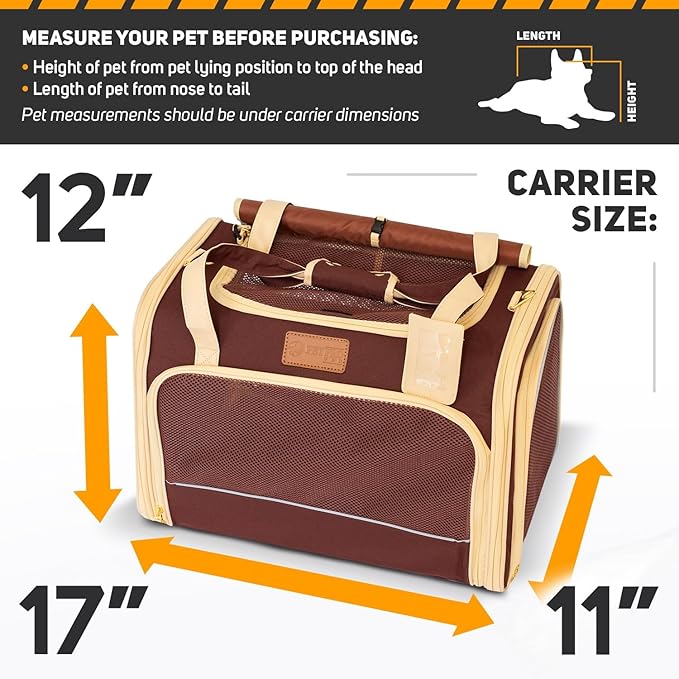 Large Cat Carrier Soft Dog Carrier for Small Dogs Pet Bag Carriers for Cat Dog Travel Bag Large Small Dog Puppy Kitten Rabbit Bunny Airline Approved for Traveling (M Brown)