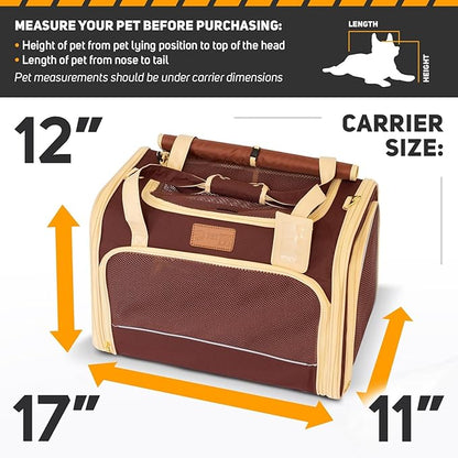 Large Cat Carrier Soft Dog Carrier for Small Dogs Pet Bag Carriers for Cat Dog Travel Bag Large Small Dog Puppy Kitten Rabbit Bunny Airline Approved for Traveling (M Brown)