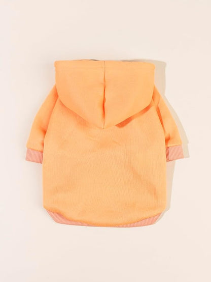 QWINEE Basic Dog Hoodie Sweatshirt Puppy Sweater Warm Cat Costumes Pet Clothes for Chihuahua Puppy Kitten Small Medium Dogs Orange Medium