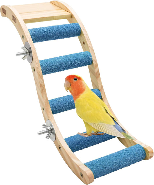 Bird Ladder Bridge, Wooden Pet Parrot Hamster Climbing Ladder Toys, Pet Bird Cage Accessories, Wood Climbing Ladder Perch for Bird Parrot Hamster Squirrel Sugar Gliders Parakeets Cockatiels(S Shape)