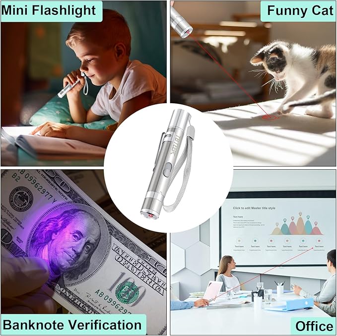 TBTeek Cat Toys, USB Rechargeable Kitten Toy, 3 Light Modes & 5 Adjustable Patterns, Portable Interactive Pet Dog Cat Mouse Toy for Fun Chase Play Exercise