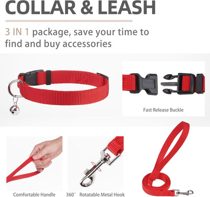 PUPTECK Adjustable Dog Harness Collar and Leash Set Step in No Pull Pet Harness for Small Medium Dogs Puppy and Cats Outdoor Walking Running, Soft Mesh Padded Reflective Vest Harnesses