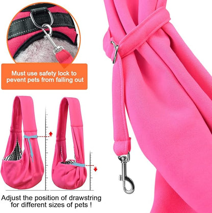 Tomkas Small Dog Sling Carrier - Classic Pocket & Classic Strap - for 3-10 lbs Pets(Rosered)