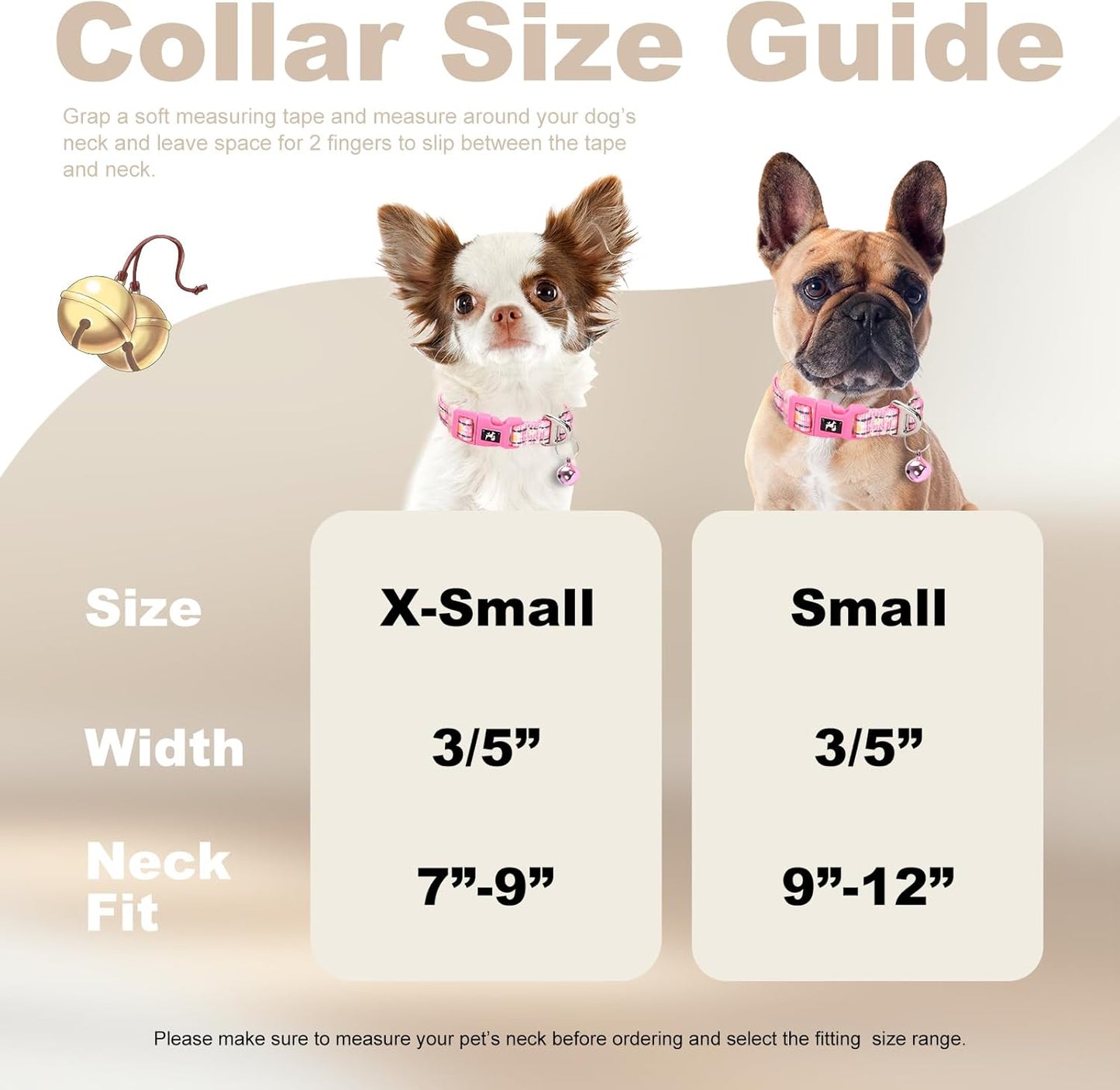 Daisy Reflective Nylon Puppy Collar with Bell - Adjustable XXS/XS Small Dog Collar for Chihuahua, Pomeranian, Yorkie - Lightweight & Comfortable for Night Walks & Indoor Play (XS, Pink)