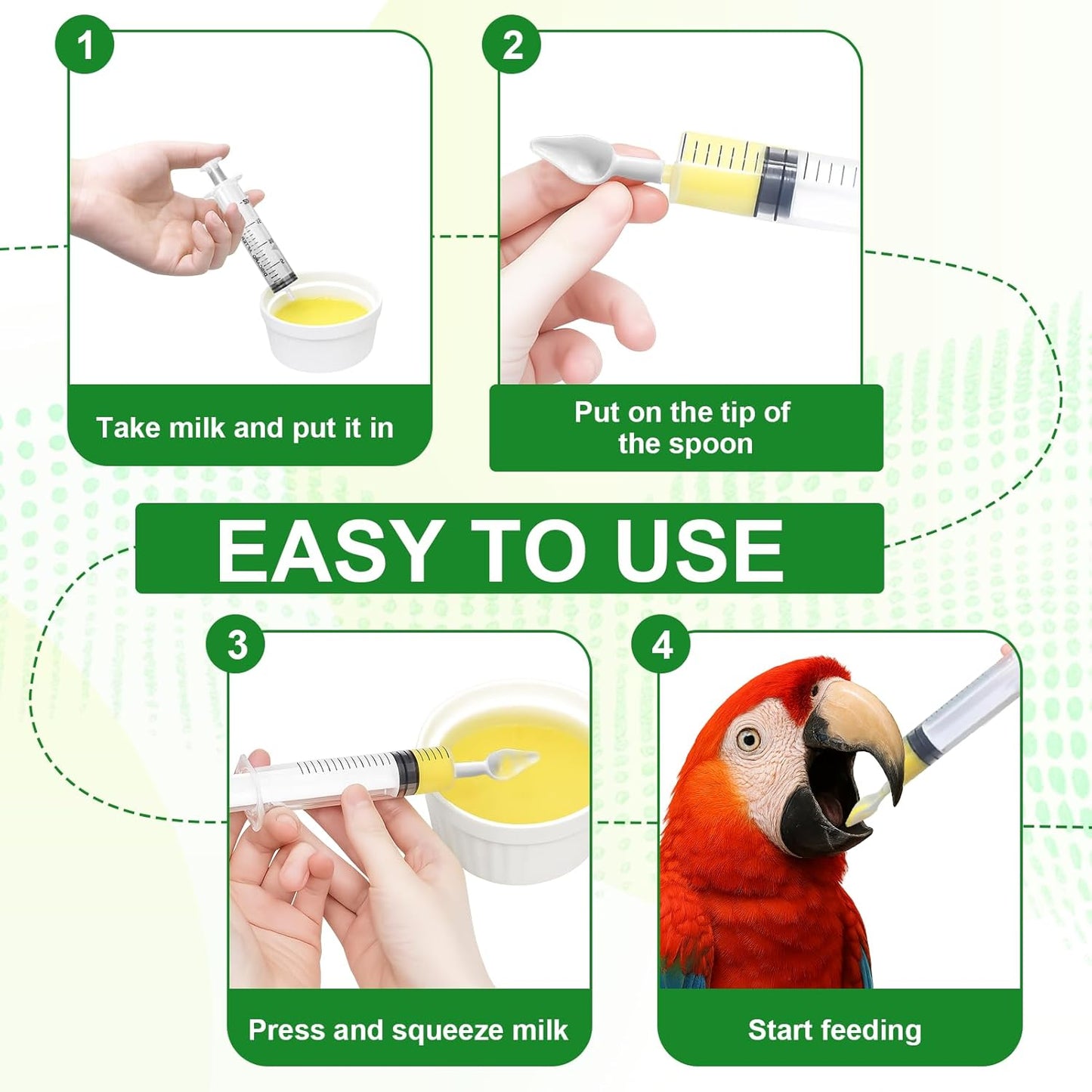 Baby Bird Feeding Syringe Kit – 5 Pack 20ml Plastic Syringe Set, Feeding Tubes and Spoon, Reusable Feeding Syringe for Birds, Rabbits, Kittens and Small Pets