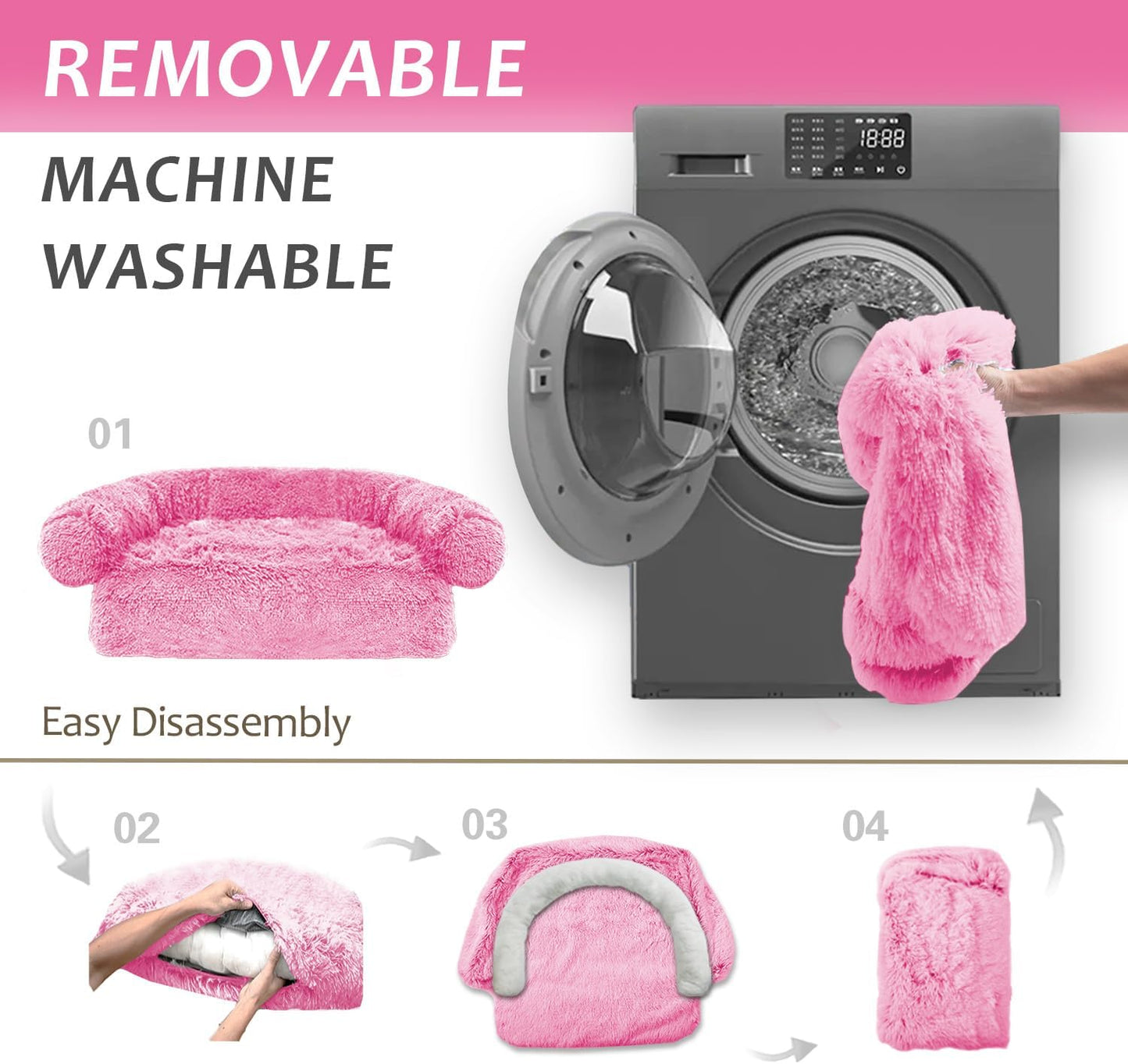 Tinaco Luxurious Calming Dogs/Cats Bed Mats, Dog Pad Washable Removable Couch Cover, Plush Long Fur Mat for Pets, Waterproof Lining, Perfect for Small, Medium and Large Dogs and Cats (Pink, 36"x31")