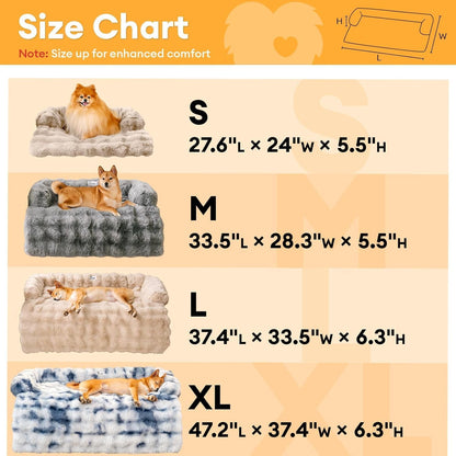 FUNNY FUZZY Pet Fluffy Fuzzy Couch Cover, Calming Washable Dog Bed Sofa Protector Pets Mat for Small Dogs and Cats (Coffee,27.56 × 24.02 × 5.51 in)