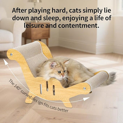 Cat Scratcher，cat Toys for Indoor Cats, Hand-Woven Hemp Rope, no Shedding, cat Bed, Durable and Sturdy, Beautifully Crafted Wood.