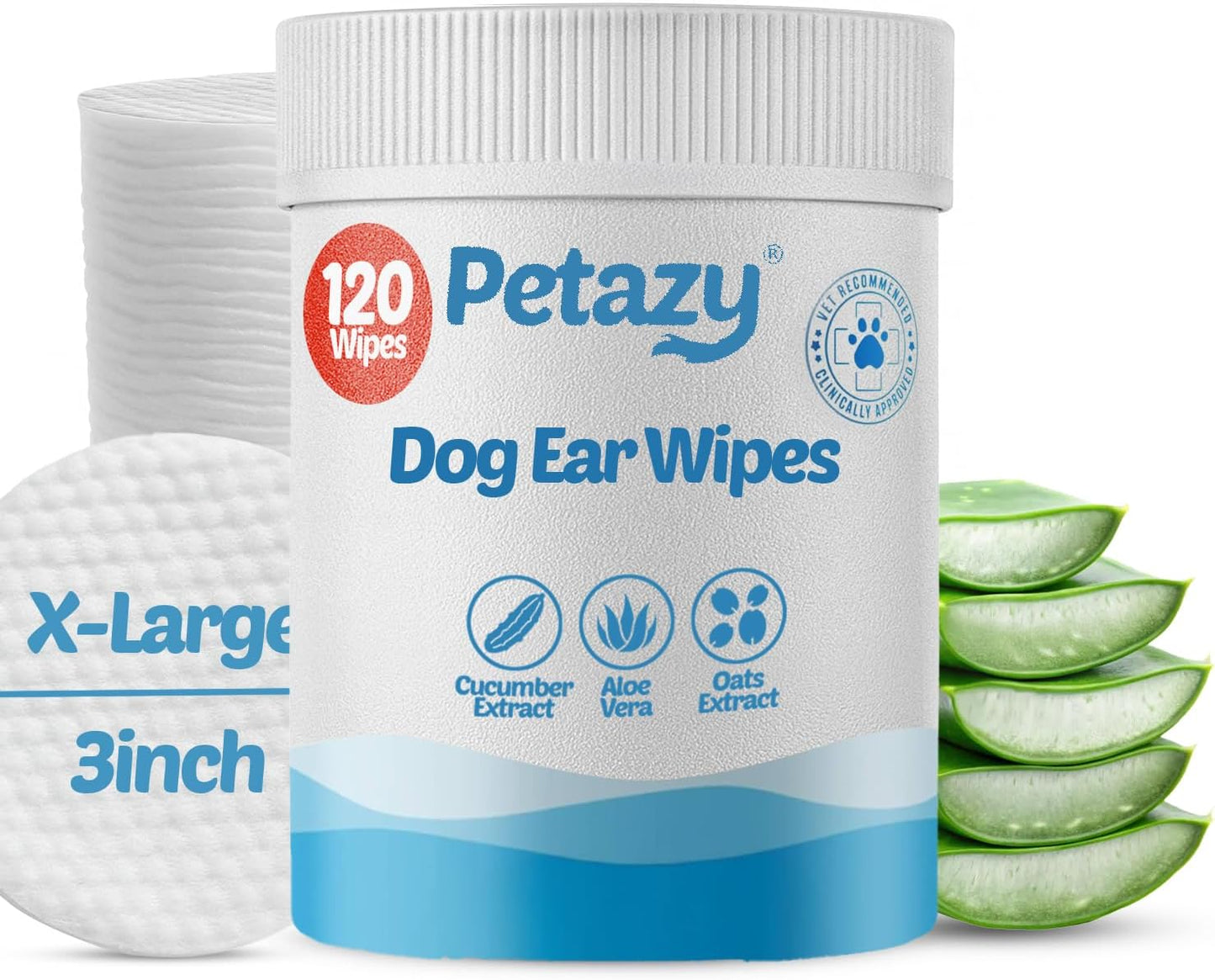 Dog Ear Wipes for Dog Yeast Wax Itch and Odor | Unscented Dog Ear Cleaner for Dogs | Natural Cleaning Puppy Ear Wipes | Soothing Ear Wipes for Pets Cat | Natural Ingredients | 120 XL Pcs