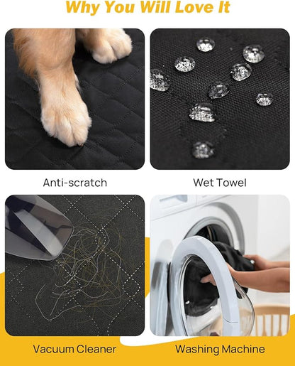 JOYTUTUS Dog Car Seat Cover for Back Seat with Hard Bottom, Back Seat Extender for Dogs Supports 400lb, Pet Cover with Mesh Window, Travel Bed Waterproof Dog Hammock for Car Truck SUV