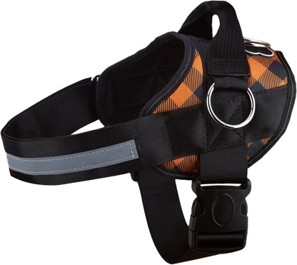 Joyride Basic Essential Dog Harness 1.0 - Small, Medium, Large Dogs, No-Pull Pet Vest with 3 Side Rings for Leash Placement, Adjustable for Training (Orange Plaid, XL)