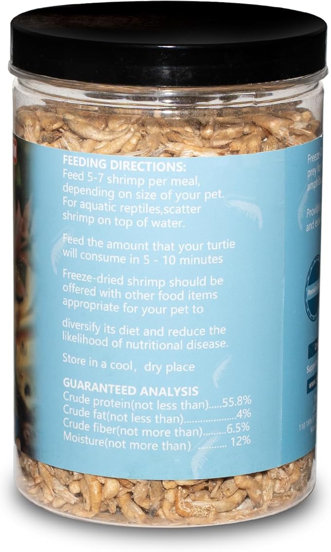 3.5 Oz Freeze Dried River Shrimp Turtle Food, Shrimp for Turtle, Nutrient Rich Treat for Reptiles, Sugar Gliders, Hedgehogs, Tropical Fish