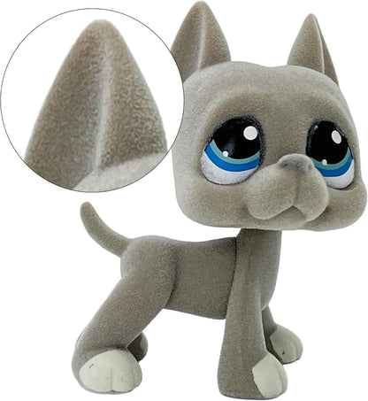 6PCS Custom-Made Flocked Old Pet Shop Toys Set Fuzzy Animal Figure Pack Short Hair Cat Dog Collie Dachshund Great dane Cocker Spaniel Lot with Neck Repair Accessories*Randomly Selected*