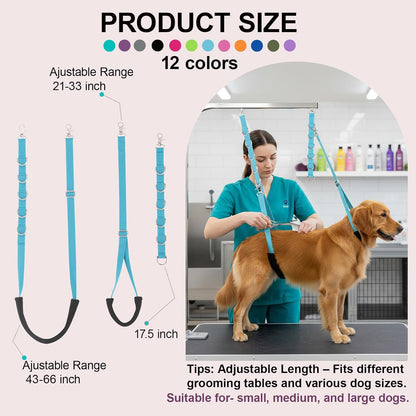 Dog Grooming Belly Straps Sky Blue Pet Grooming Supplies 3 Sets Professional Dogs Belly Band Pet Dogs Groomer Extension Strap Table Arm Loop Extender for Small Medium Large Pets (Sky Blue)