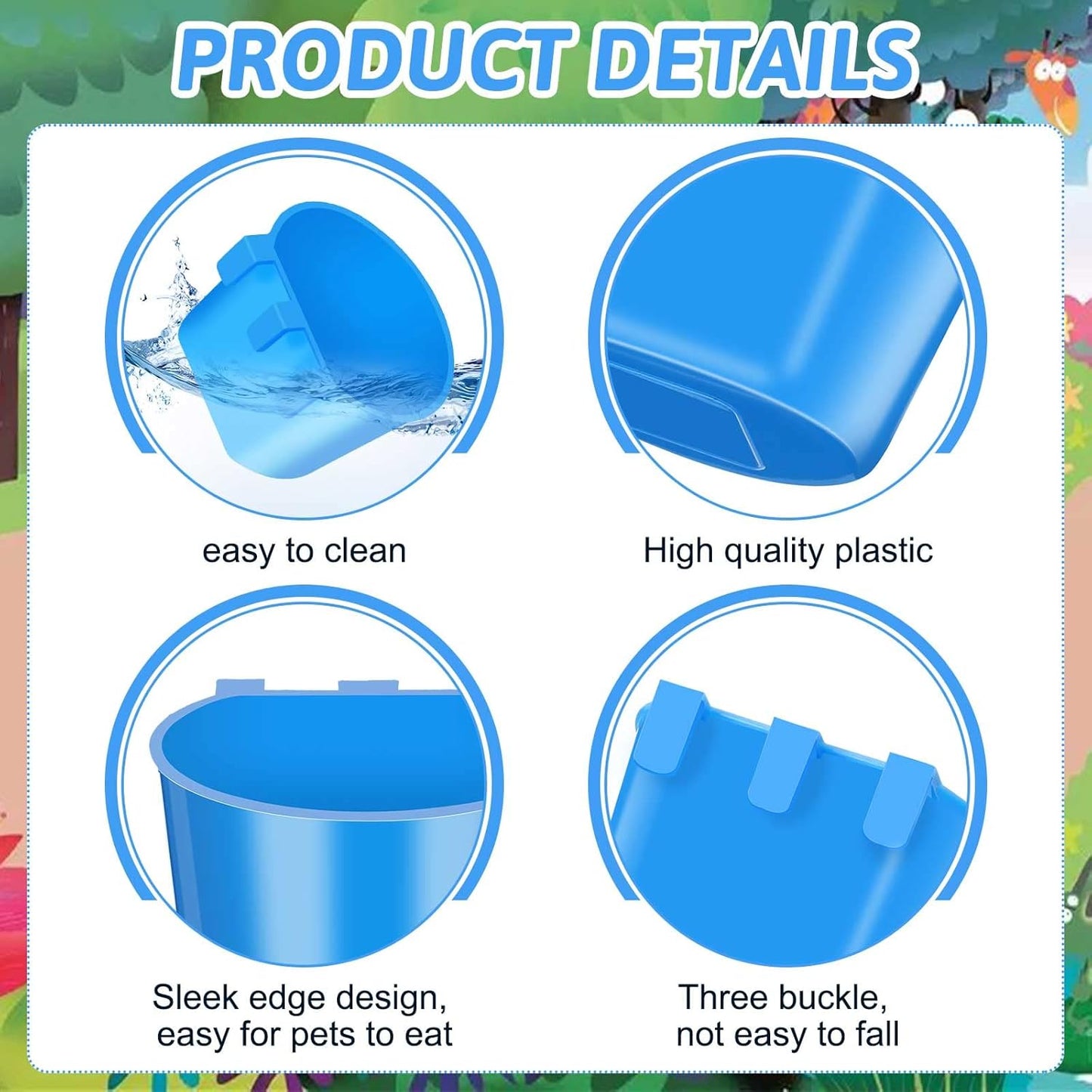 100 Pcs Cage Cups Chicken Feeder Cup 8 oz Hanging Bird Food Water Bowl Coop Bunny Cage Feeding Dish Game Fowl Supply for Poultry Pet Parrot Parakeet Rabbit Parakeet Pigeon(Red, Blue)