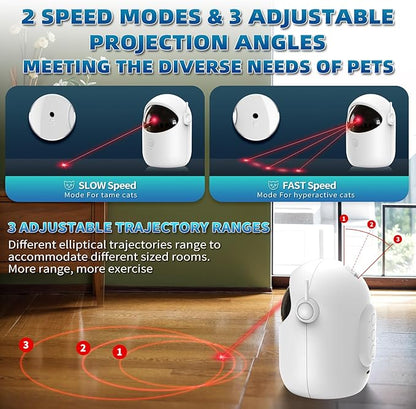Laser Cat Toys for Indoor Cats, [2025 Newly Upgraded] Automatic Laser Pointer Interactive Cat Toys for Bored Indoor Adult Cats/Kittenes/Dogs, Real Trajectory Motion Activated Laser Cat Toy