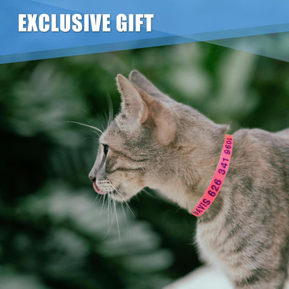 Personalized Nylon Cat Collars,Custom Embroidered Pet Name and Phone Number,Breakaway Collar with Safety Release Buckle and Bell,Adjustable Cats and Kitten Collars,Red