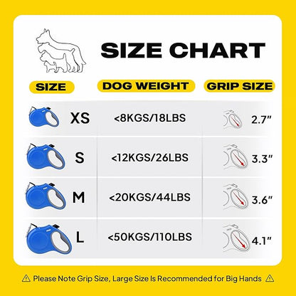 Fida Retractable Dog Leash, 16 ft Dog Walking Leash for Medium Dogs up to 44lbs, Tangle Free, Blue