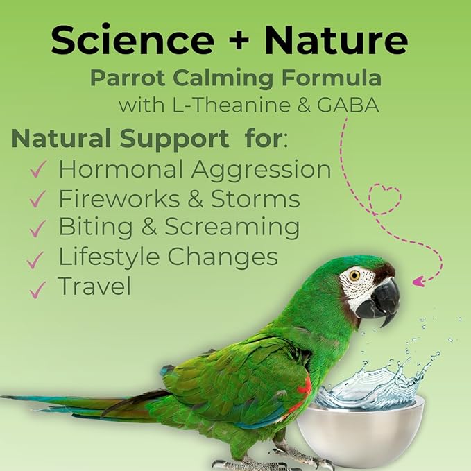 UnRuffledRx™ Calming Formula for Parrots – Helps Birds Stay Chill During Fireworks, Visitors & Travel – Soothes Screaming, Biting, Plucking – 224 Servings