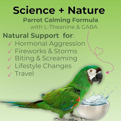 UnRuffledRx™ Calming Formula for Parrots – Helps Birds Stay Chill During Fireworks, Visitors & Travel – Soothes Screaming, Biting, Plucking – 224 Servings