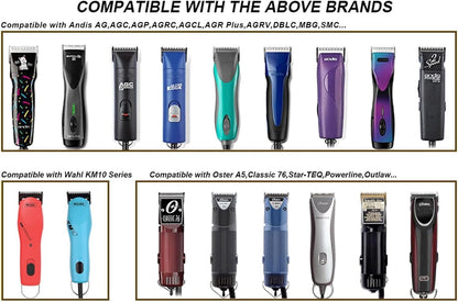 Audoc 10 Blades Dog Grooming Blades Compatible with Andis/Oster A5/Wahl KM-10 Series Dog Clippers,Detachable Clipper Replacement Blade,Black (7PCS #10+30+40+3FC+4FC+5FC+7FC)