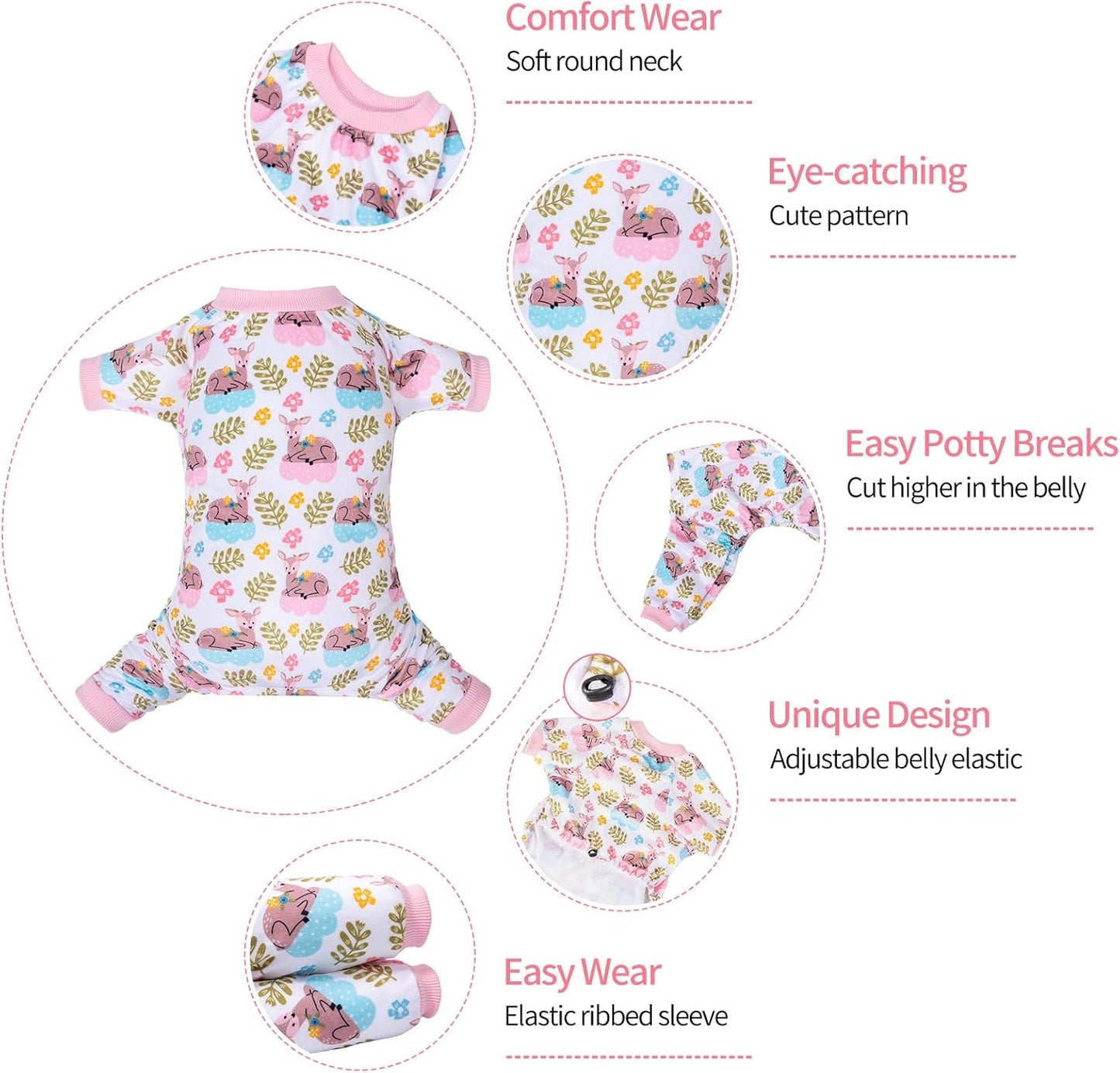 CuteBone Small Dogs Outfit Soft Puppy Onesies Pjs Dog Pajamas Pet Coat Cat Apparel Comfy Doggie Jumpsuit Bodysuit for All Seasons P286M