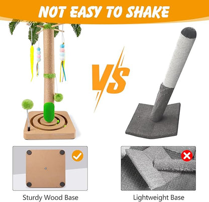 Cat Scratching Post, 36 in Cat Scratcher Tree, Interactive Furniture Cat Toys with Hanging and Ball Track for Kittens Adults Cats