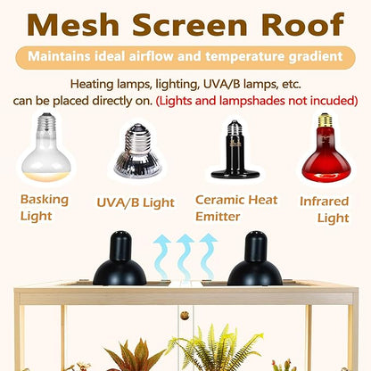 Prolee 81 Gallon Reptile Terrarium Tank 48 Inch Lizard Tank Bearded Dragon Tank with Metal Mesh Roof Door, Snake Tank with Lock Design, 48" Length