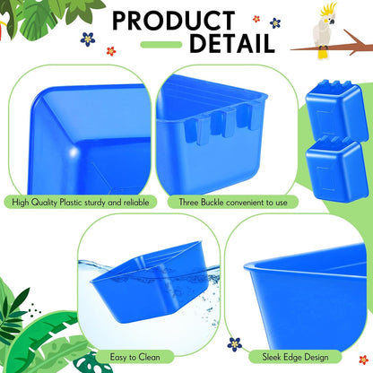 Maxdot 50 Pcs Cage Cups Chicken Feeder Cups 16 oz Hanging Bird Food Water Bowl Bunny Cage Feeding Dish for Pet Parrot Rooster Parakeet Gamefowl Poultry Pigeon(Blue)