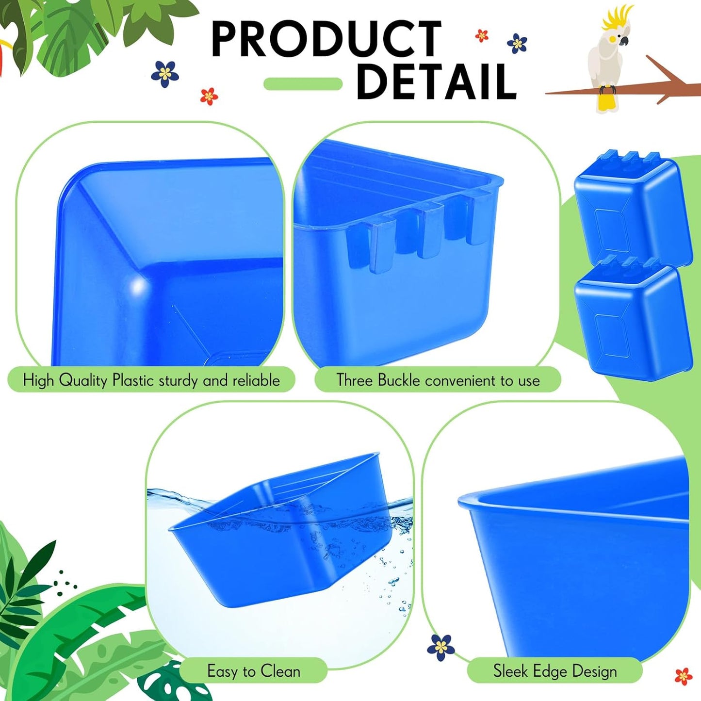 Maxdot 20 Pcs Cage Cups Chicken Feeder Waterer 16 oz Birds Feeders Hanging Bunny Cage Chicken Water Bowl for Pet Parrot Rooster Parakeet Gamefowl Poultry Pigeon Wire Hutch(Blue)