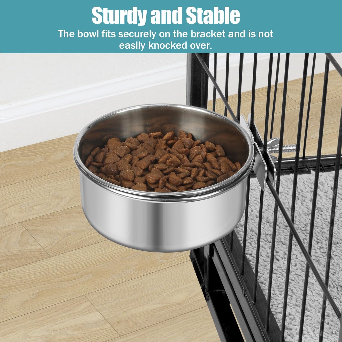 Dog Bowl Stainless Steel Pet Hanging Food Water Bowl Cage Feeding Cup Feeder for Dogs Cats Rabbits Birds Small Animal (Medium)