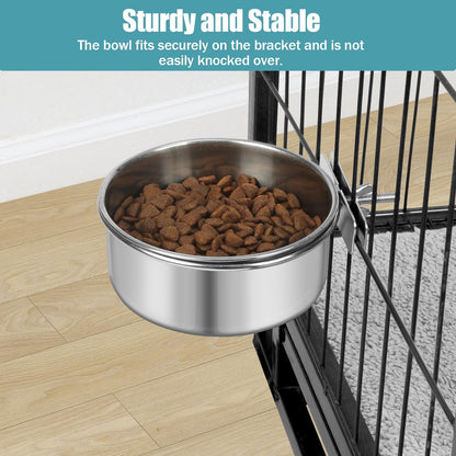 Dog Bowl Stainless Steel Pet Hanging Food Water Bowl Cage Feeding Cup Feeder for Dogs Cats Rabbits Birds Small Animal (Medium)